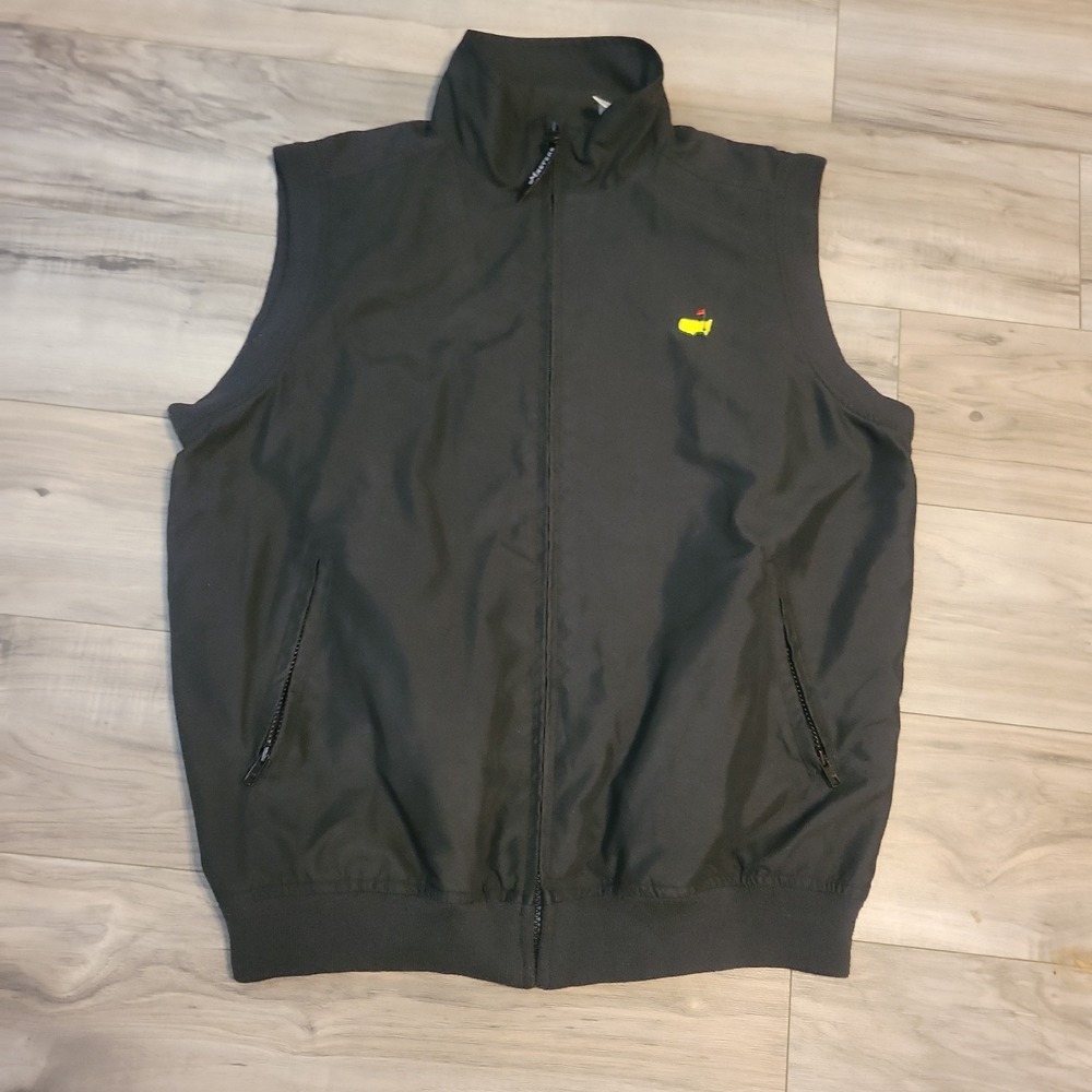 Vtg Masters Collection Golf Vest Womens Medium Black Embroidered Logo Zip Tech